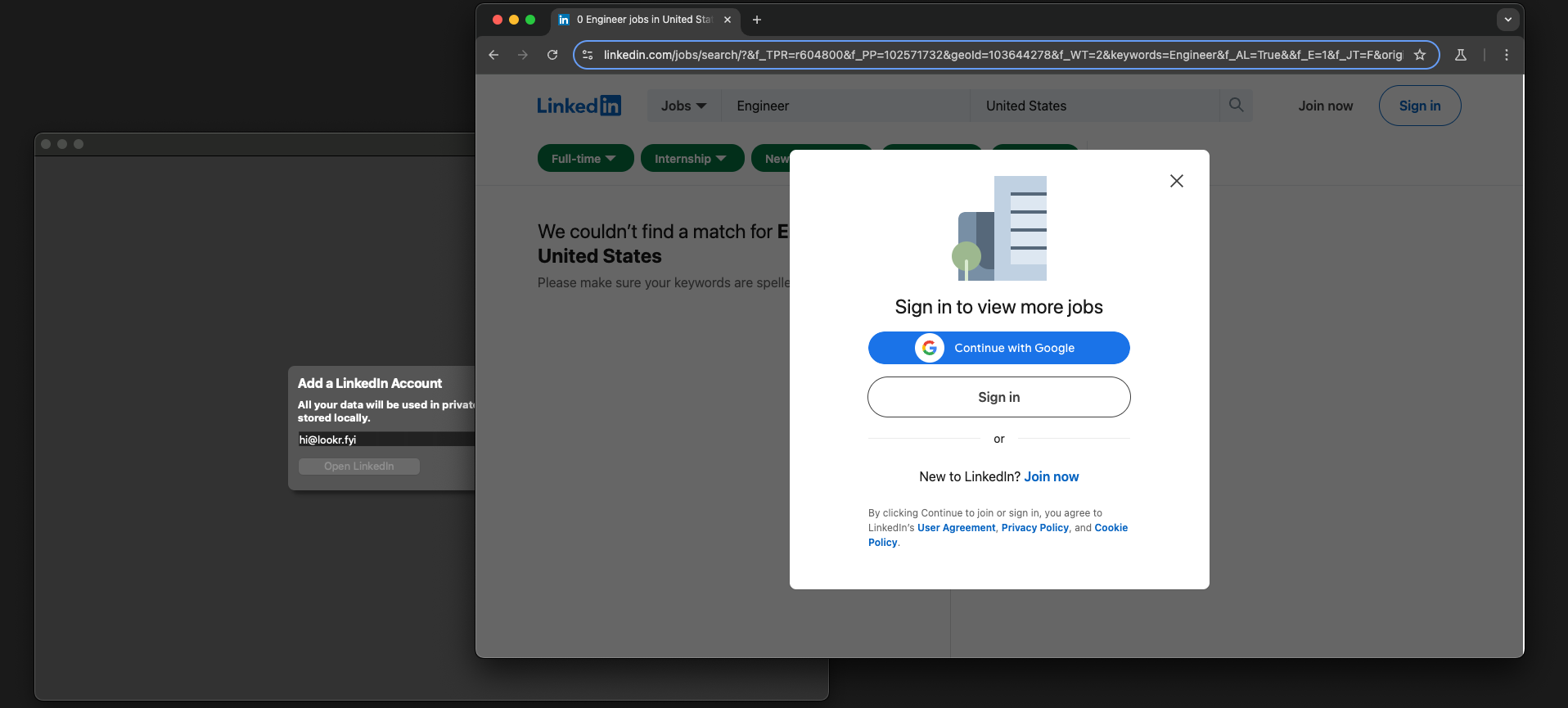 Login page